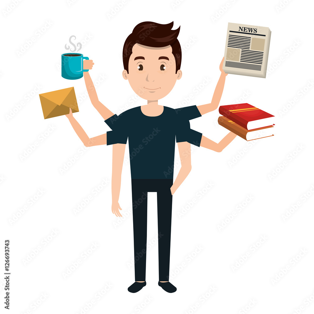 very busy person character vector illustration design very busy person character vector illustration design