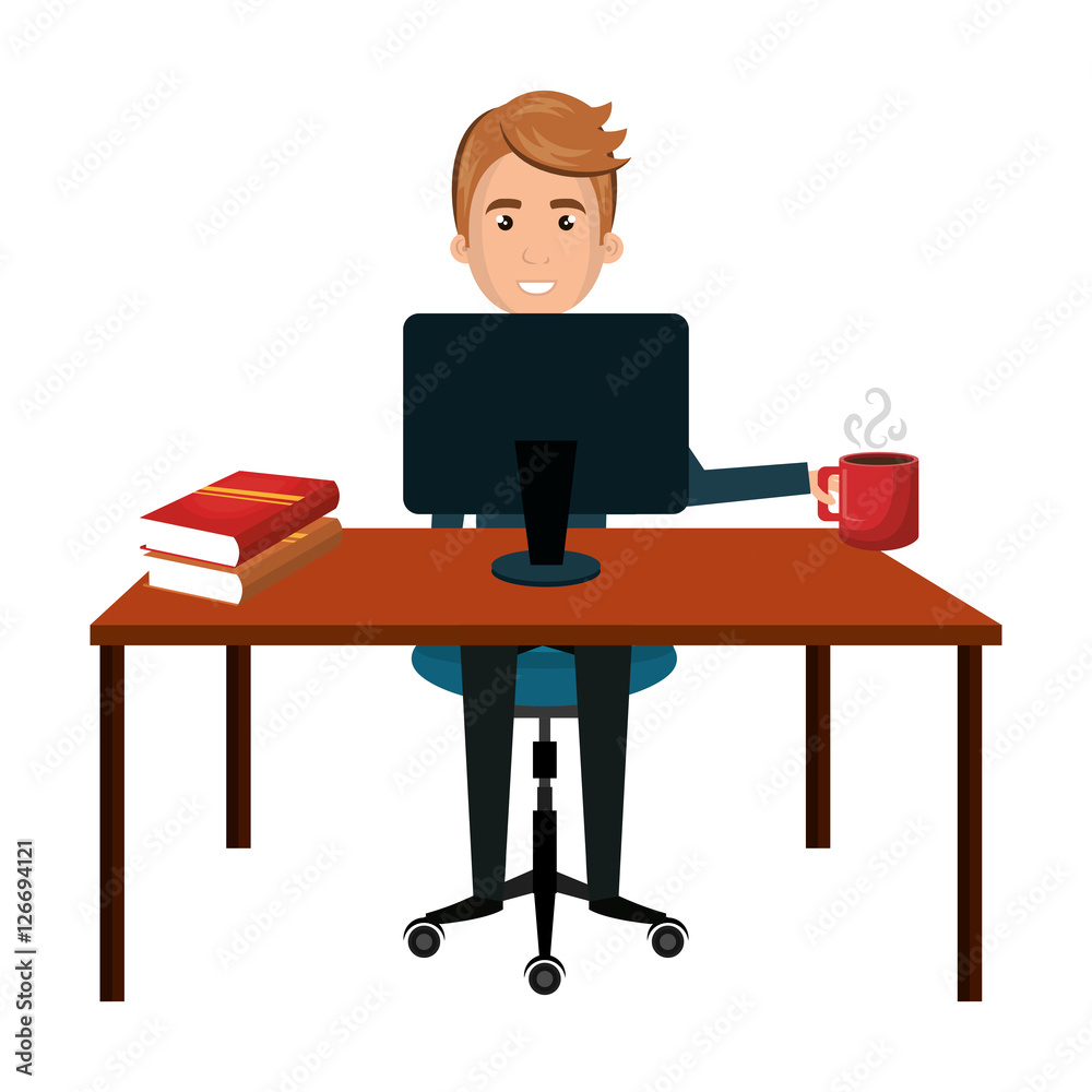 businessman character working in the office vector illustration design businessman character working in the office vector illustration design