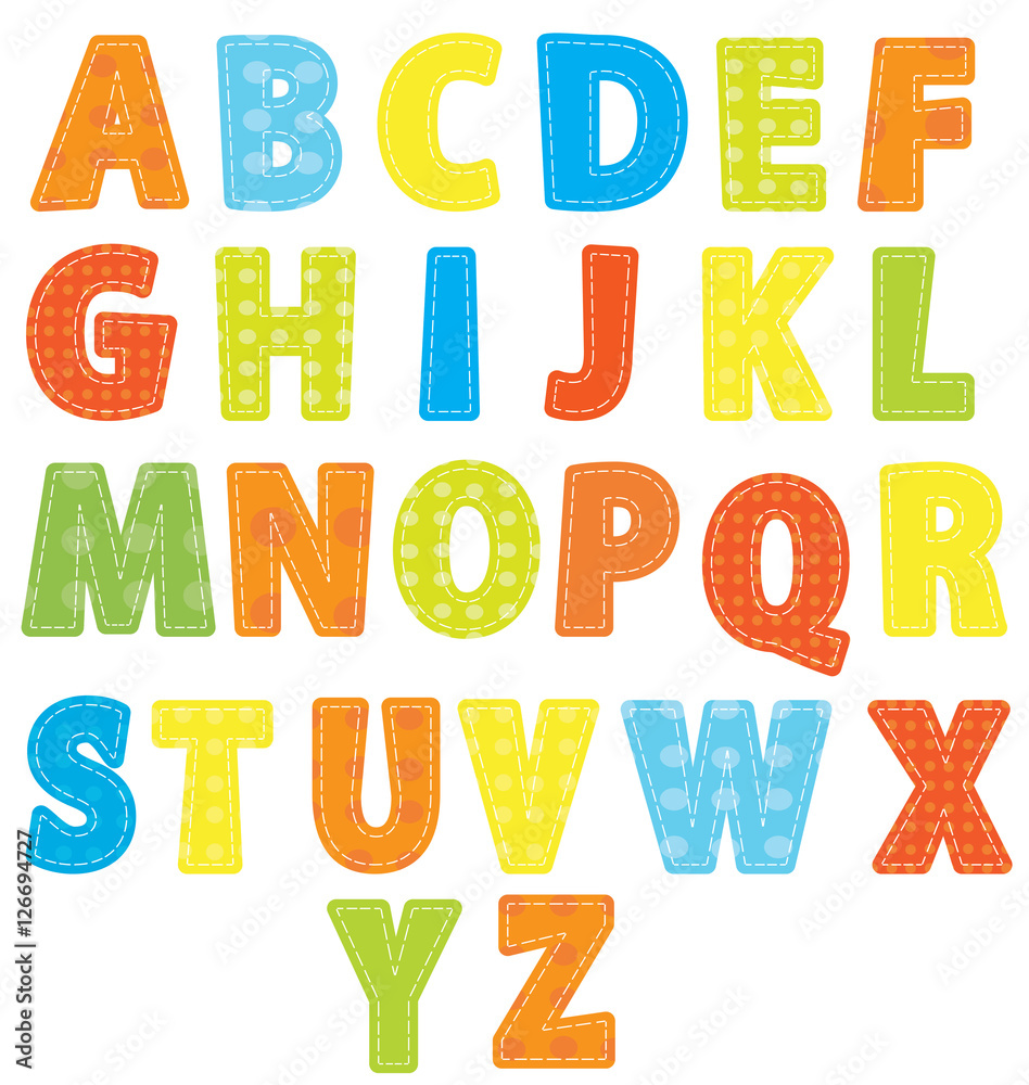 nice dotted fabric letters set / stitched English alphabet