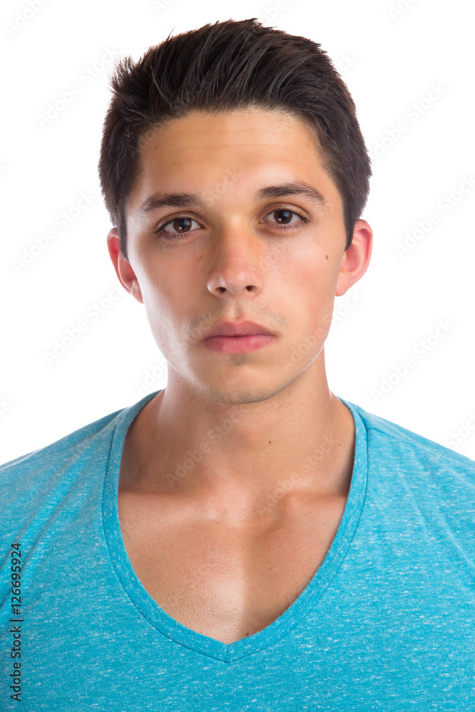 Junger Mann Portrait jung Gesicht Muskeln konzentriert ernst str Junger Mann Portrait jung Gesicht Muskeln konzentriert ernst str