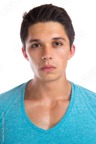 Junger Mann Portrait jung Gesicht Muskeln konzentriert ernst str