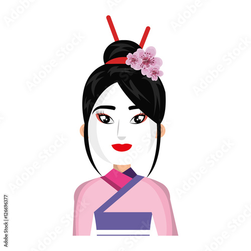 beautiful geisha japan character vector illustration design
