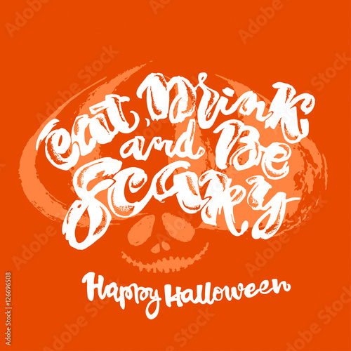 Halloween lettering poster  inspirational postcard