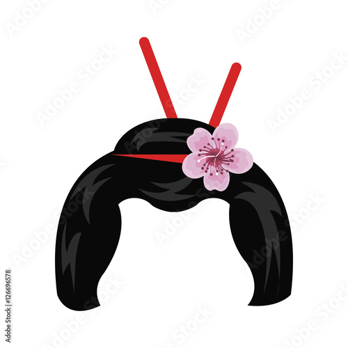 geisha wig hair style icon vector illustration design