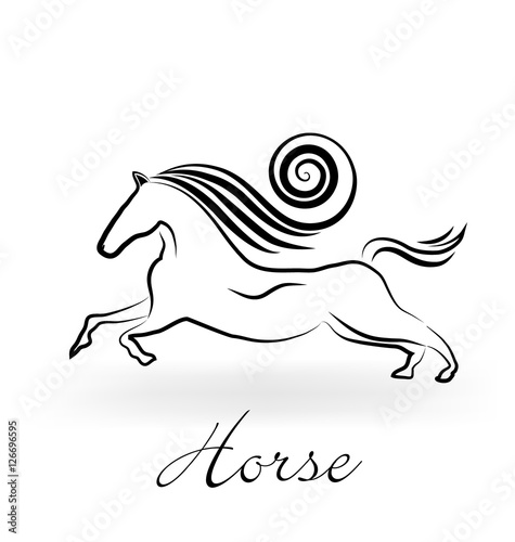 Logo horse swirl hair icon vector