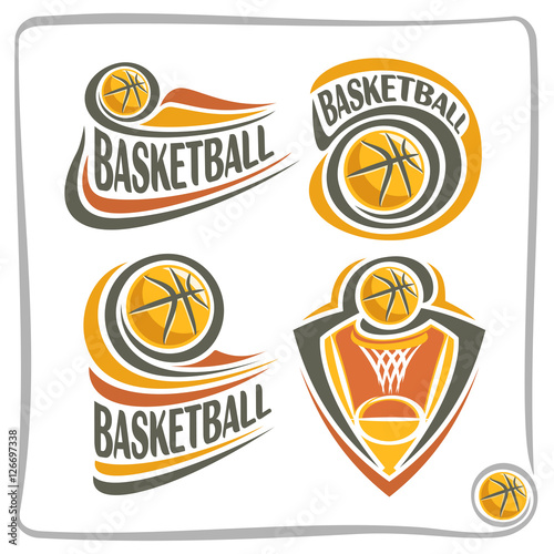 Billede på lærred Vector abstract logo Basketball Ball, decoration sign sports club, simple line c