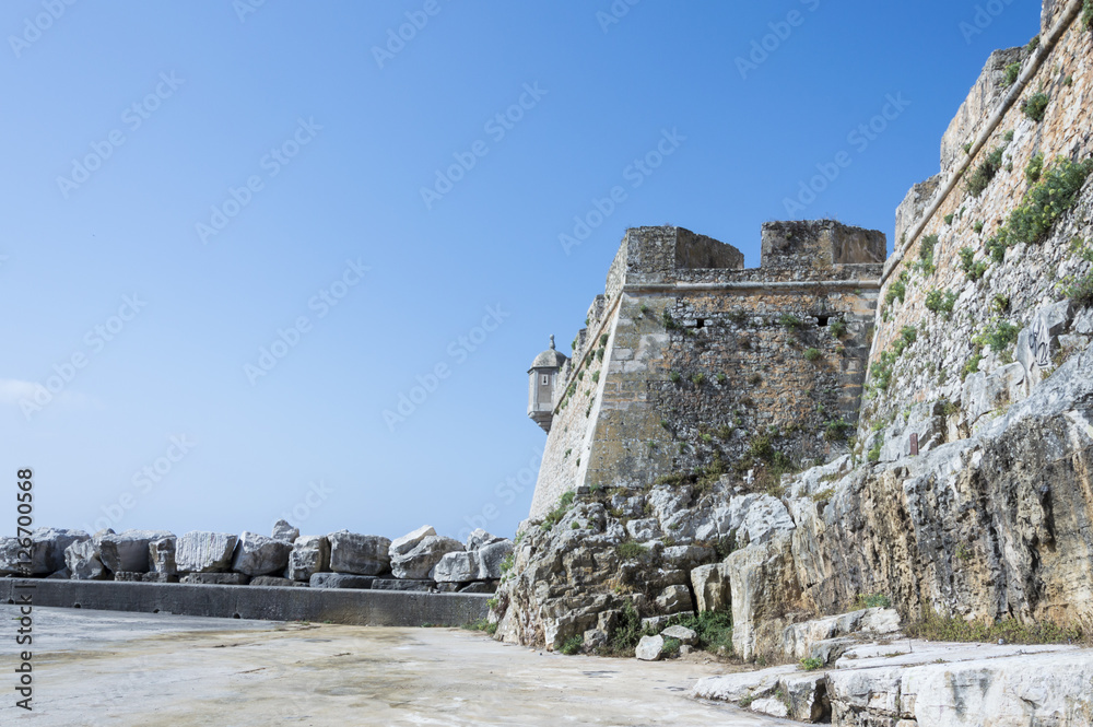 Peniche city wall at Atlantic ocean, Portugal