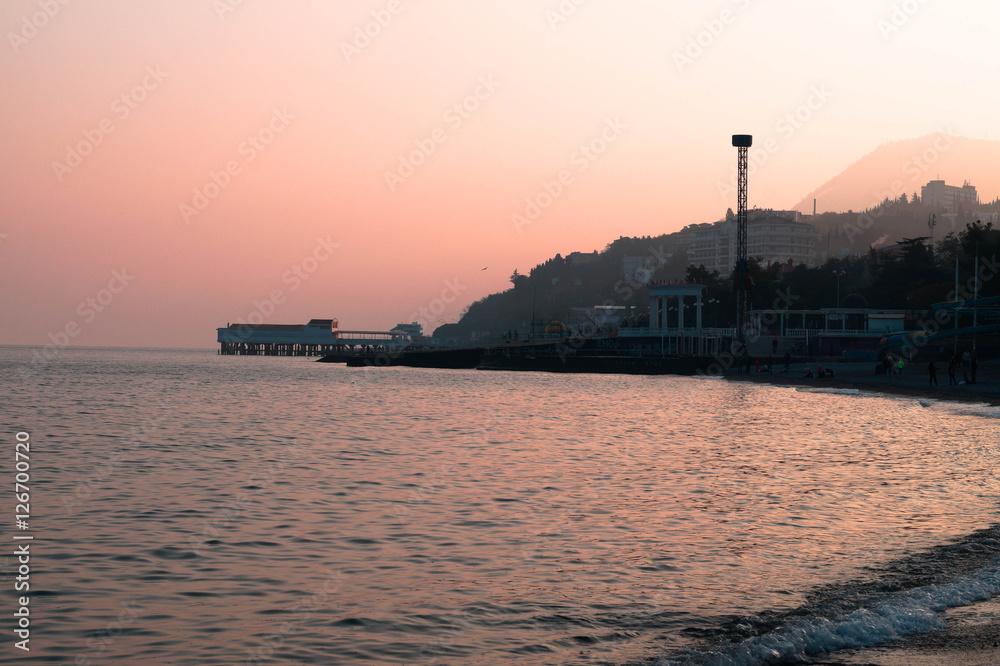 Yalta, on the shores of the Crimea sunset