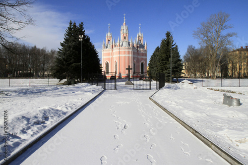 Eglise Chesma. Vue du cimetière. Saint-Pétersbourg. Russie.