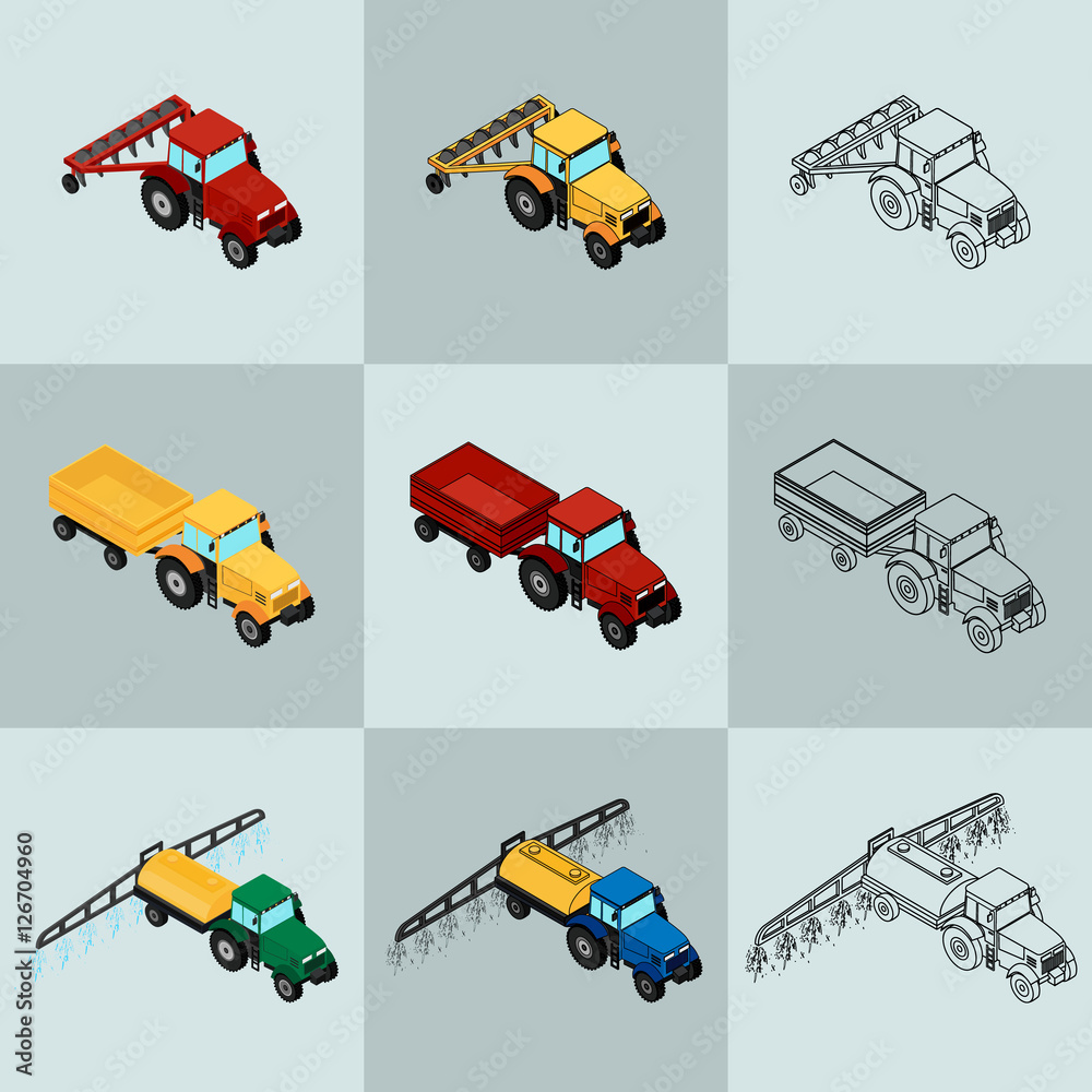 Vector illustration. Set of agricultural icons in different styles ...