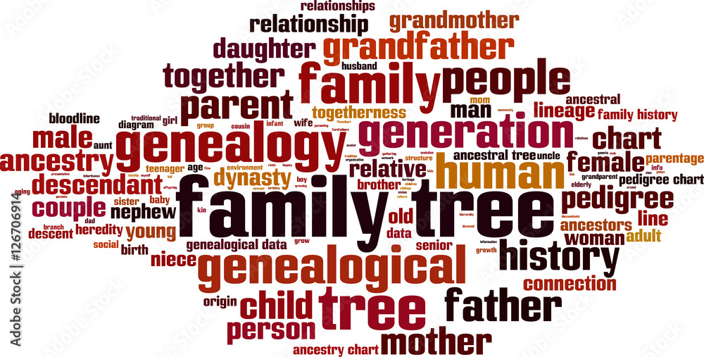Obraz premium Family tree word cloud concept. Vector illustration