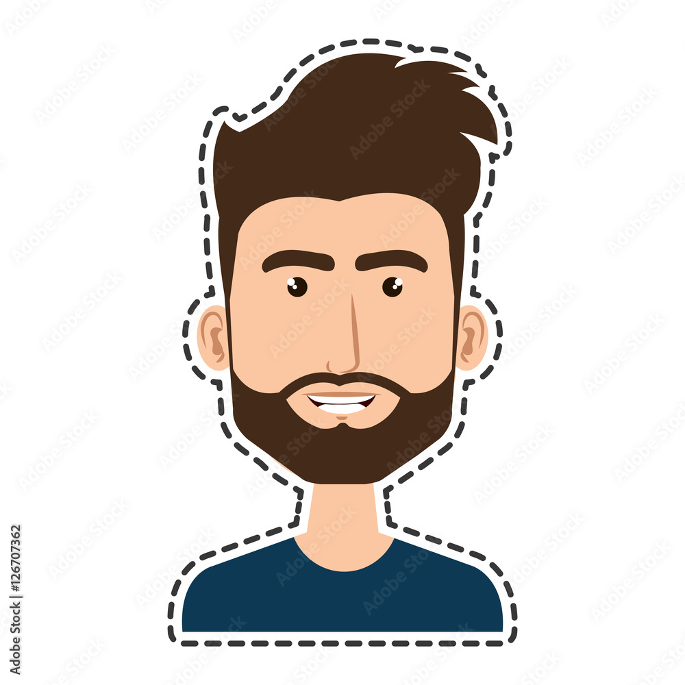 man character with cuttihng line vector illustration design