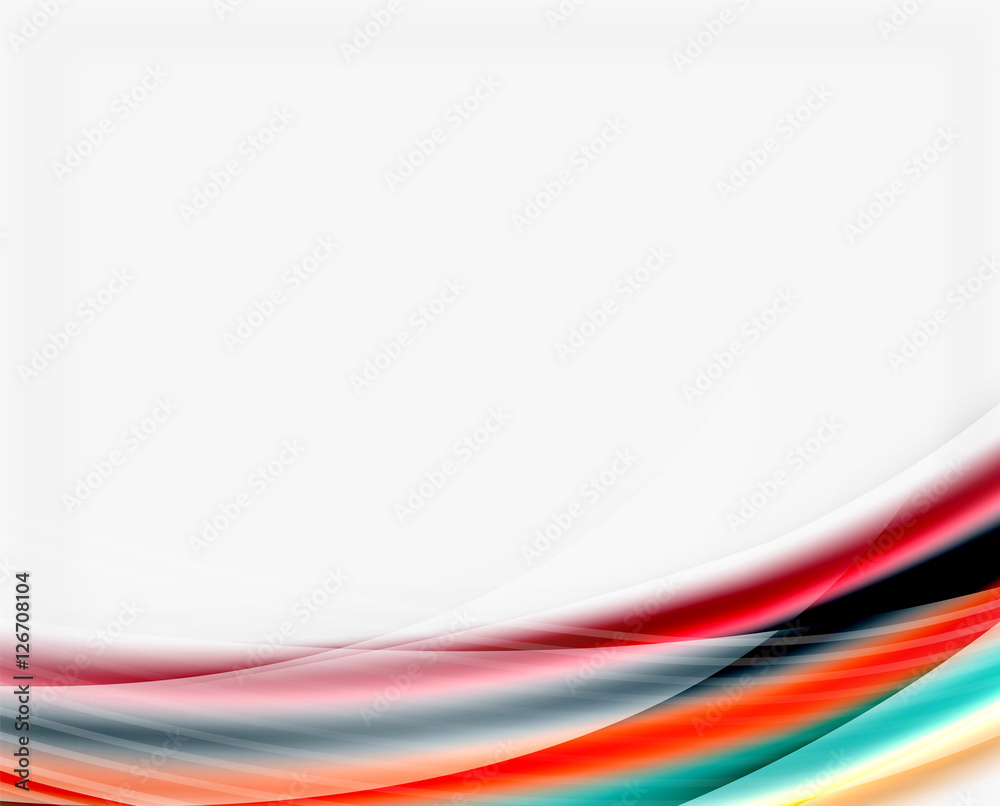 Smooth colorful line on white. Wave abstract background