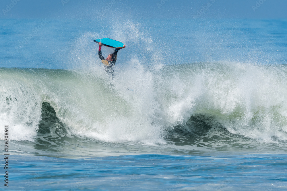 Bodyboarder in action