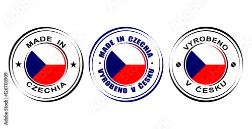 Round label "Made in Czechia" with flag