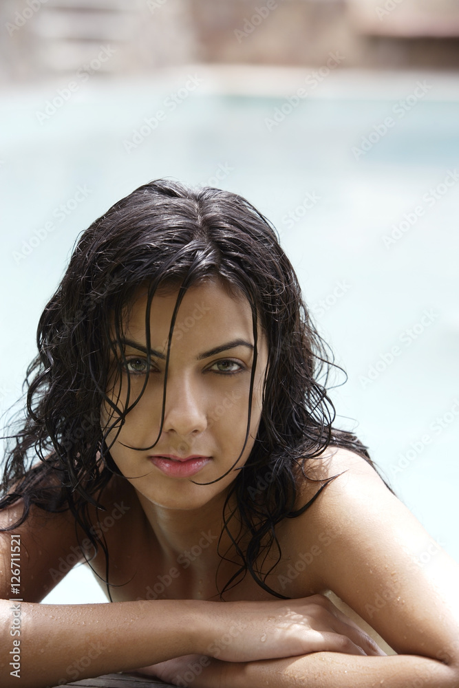 young woman in pool