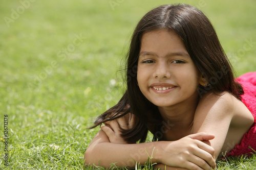 Canvas Print little girl on grass