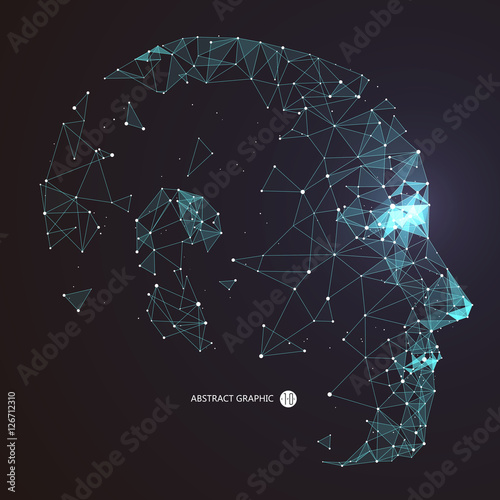 Point, Line connection from the head contour,vector illustration.