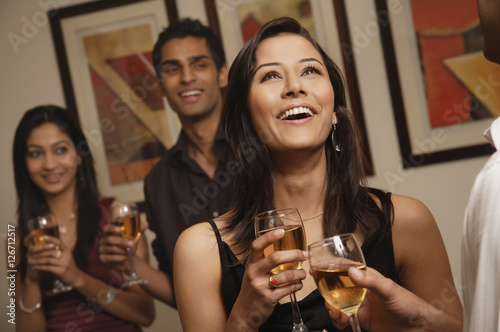 Canvas Print woman at party laughing