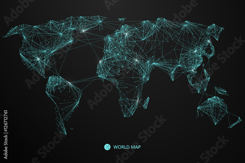 Point, line composition of the world map, the implication of network connection.