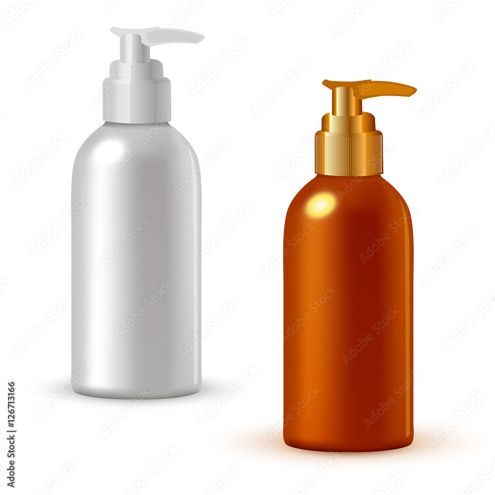 Realistic cosmetic bottle mock up set. Vector illustration Realistic cosmetic bottle mock up set. Vector illustration