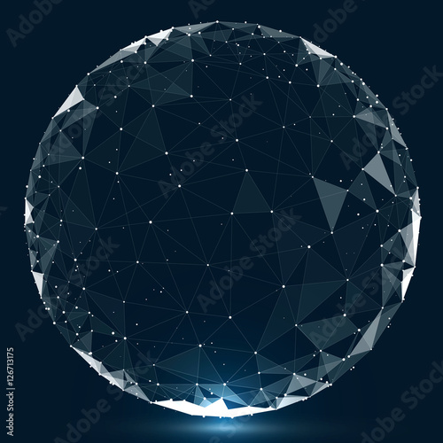 Point, line, surface composed of circular graphics, Global network connection,international meaning.