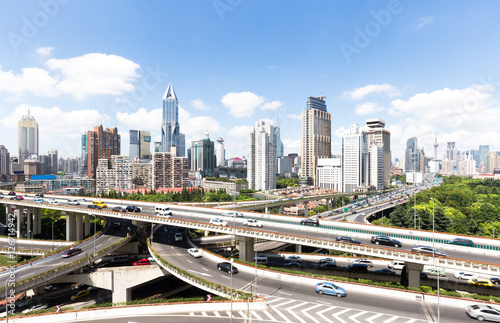 road junction and skyline in modern city