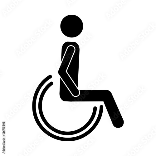 silhouette of disabled icon over white background. vector illustration