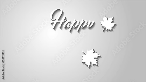 4K Thanksgiving greeting card with Happy Thanksgiving animation lettering text. Ifinity loop thanksgiving card. White text. Gray background. Whith shadows. photo