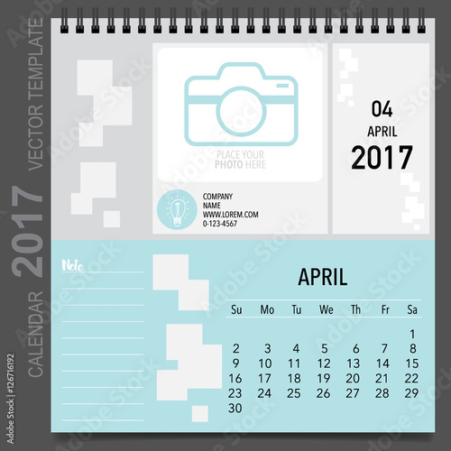 2017 Calendar planner vector design, monthly calendar template f