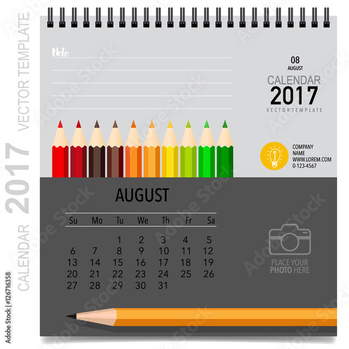 2017 Calendar planner vector design, monthly calendar template f