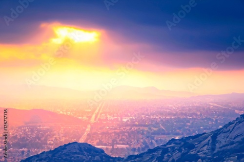 light of the sunset sky over the city in summer © timla