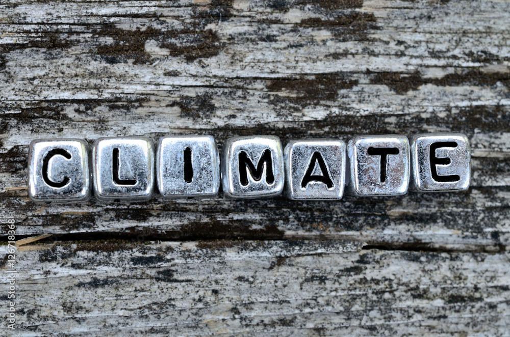 Obraz premium cube word climate on table