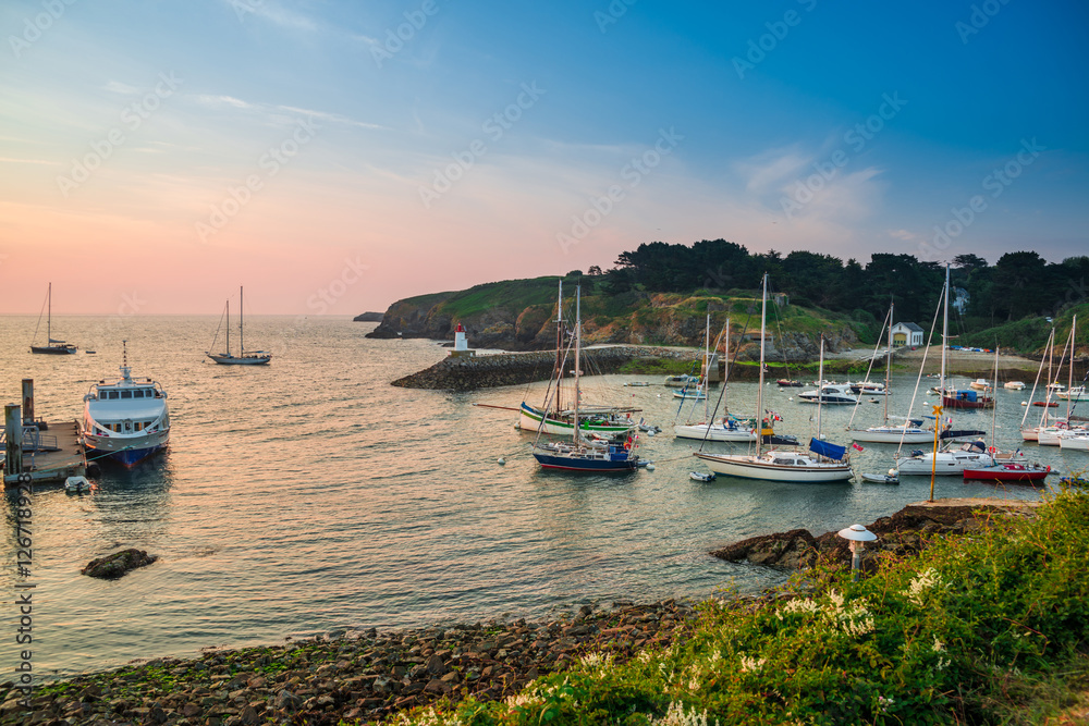 Port of Sauzon at island Belle Ile en Mer, France