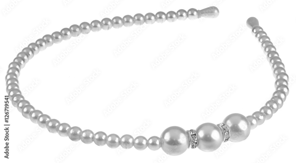 Head band with big white pearls design, isolated on white Head band with big white pearls design, isolated on white
