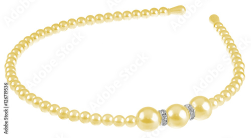 Head band with big golden pearls design, isolated on white