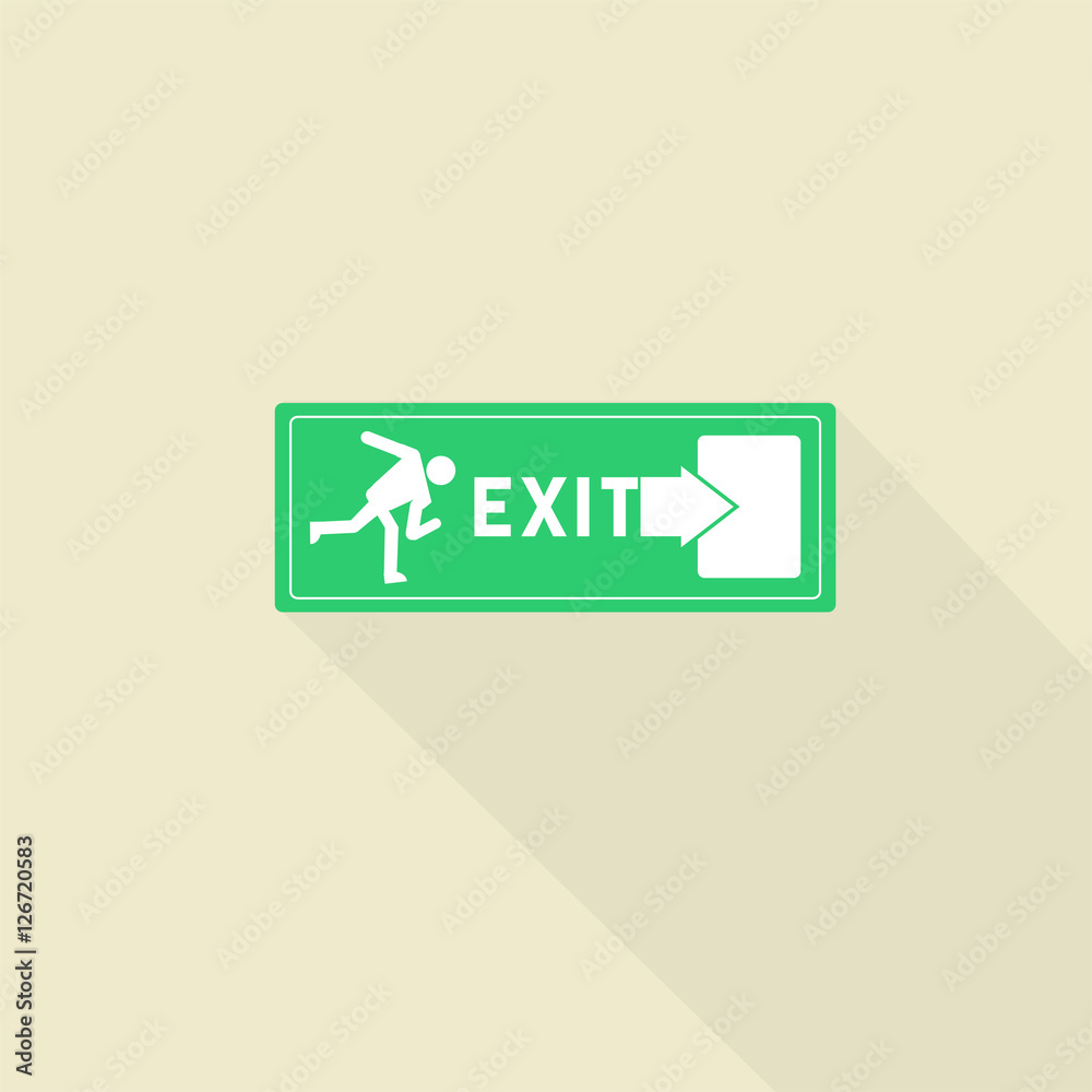 Green Emergency Exit Sign Icon Vector Illustration Green Emergency Exit Sign Icon Vector Illustration