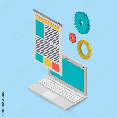 computer with internet related icons image vector illustration design 