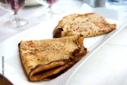 Homemade french crepe on the table