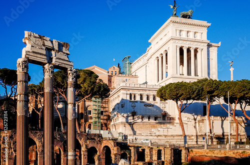 Traditional old buildings Street view in Rome  ITALY