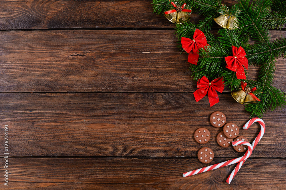 Christmas white wooden background top view Christmas white wooden background top view