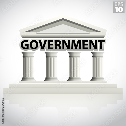 Government building icon with greek columns and pointed pediment