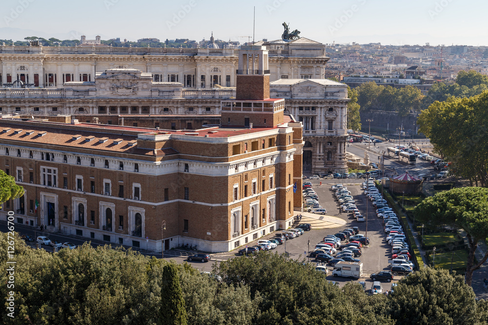 View of the palace of justice and customs to Castle St. Angel in Rome