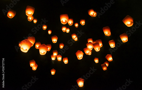 Pingxi, Taiwan - April 2016- Sky Lantern Festival in Taipei.