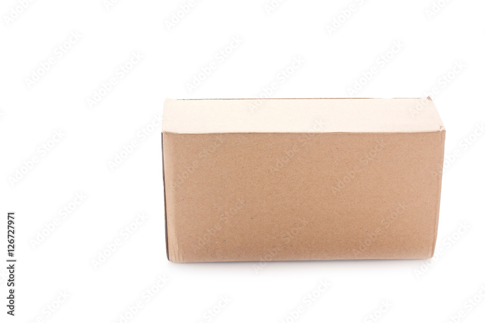 Closed cardboard box on white background. Closed cardboard box on white background.