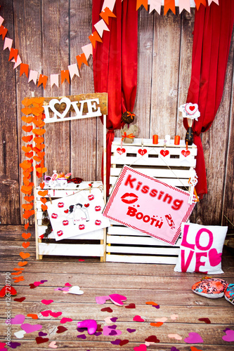 Valentine's day.Kissing booth