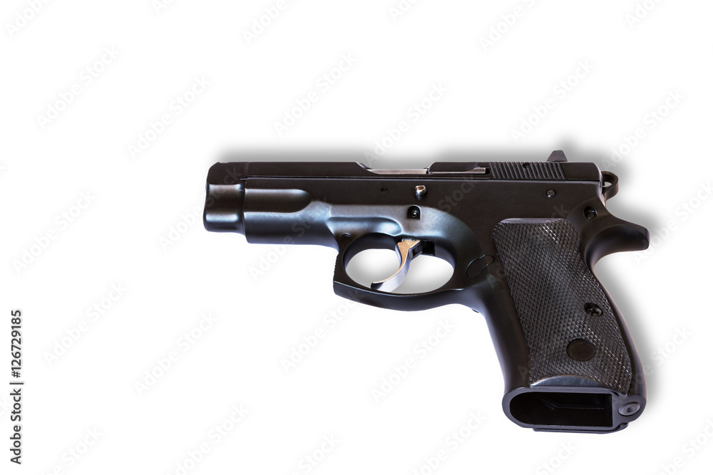  automatic pistol  handgun weapon on white background