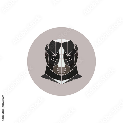 Flat design cute skunk geometric icon. Vector illustration