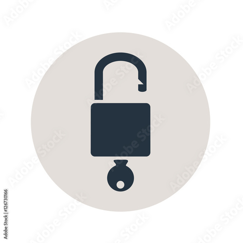 Icono plano candado abierto en circulo gris