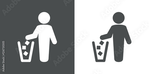 Icono plano papelera gris